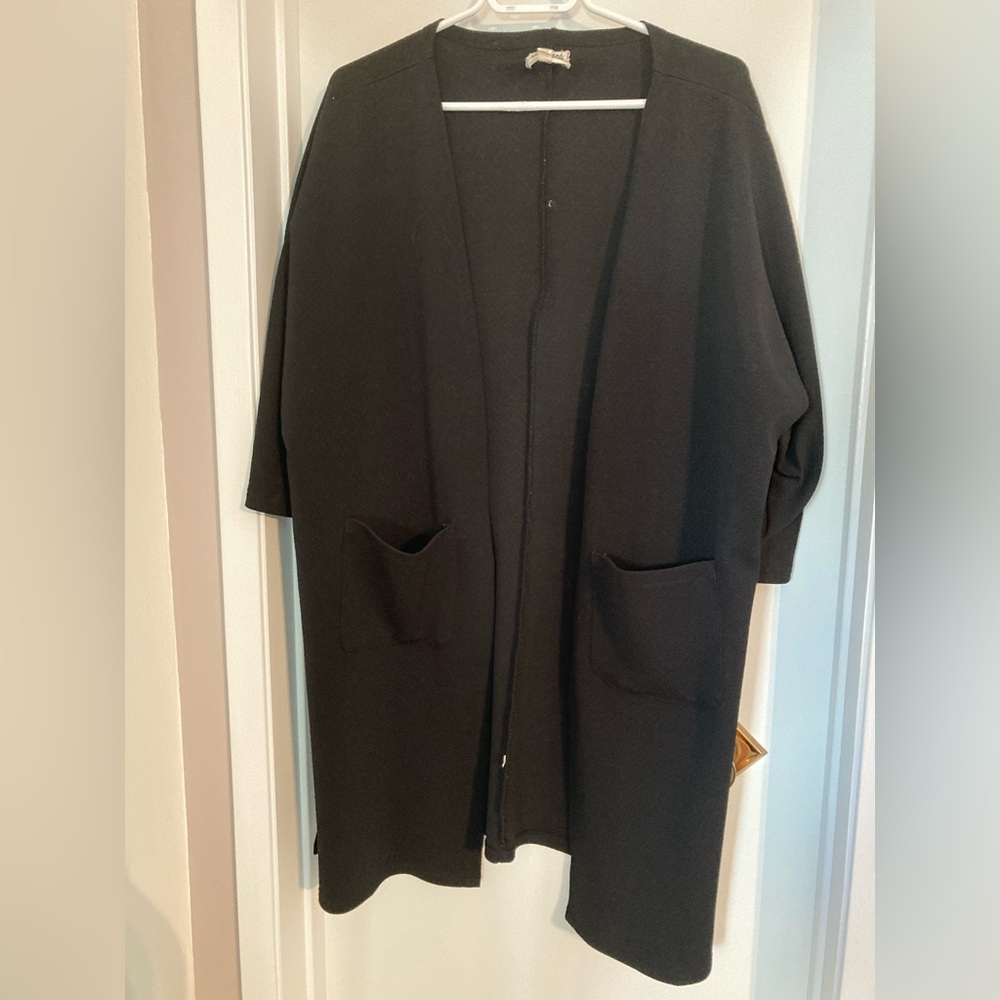 Black open cardigan